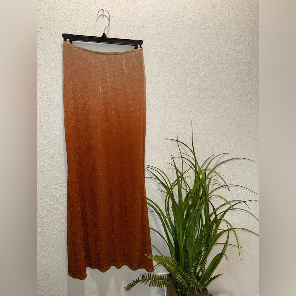 Lily Stem Metallic Maxi Skirt